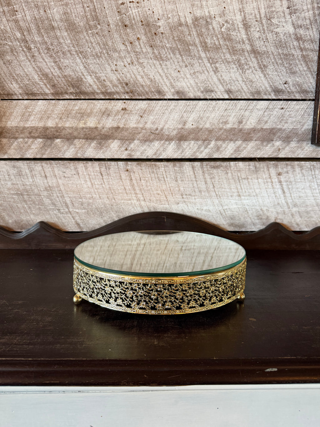 Short Gold Dessert Display with Mirror Top