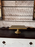 Square Cake Stand - Gold Stand With Wood Base