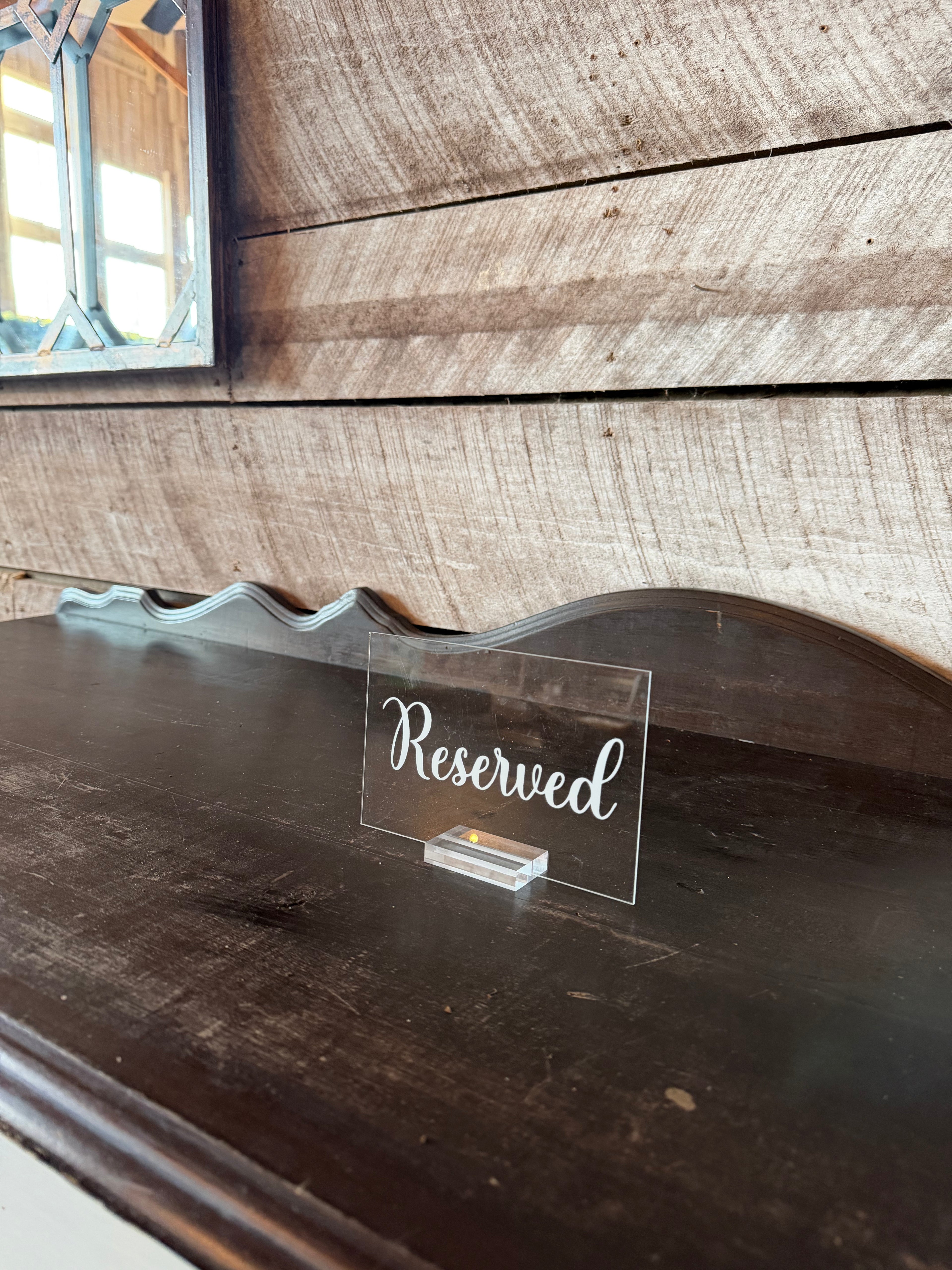 Acrylic Reserve Signs with White Lettering