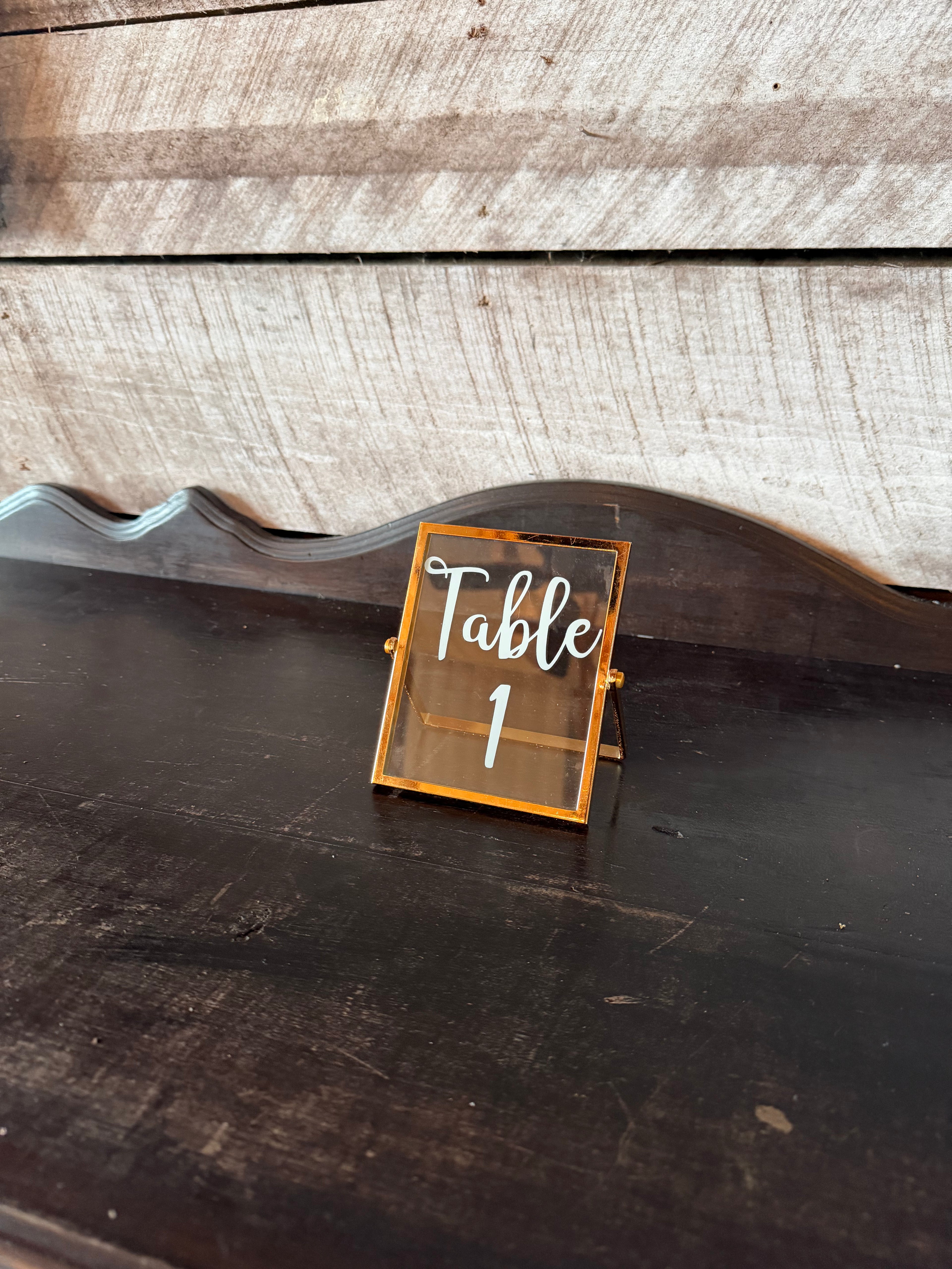 Mismatched Gold Glass Framed Table Numbers