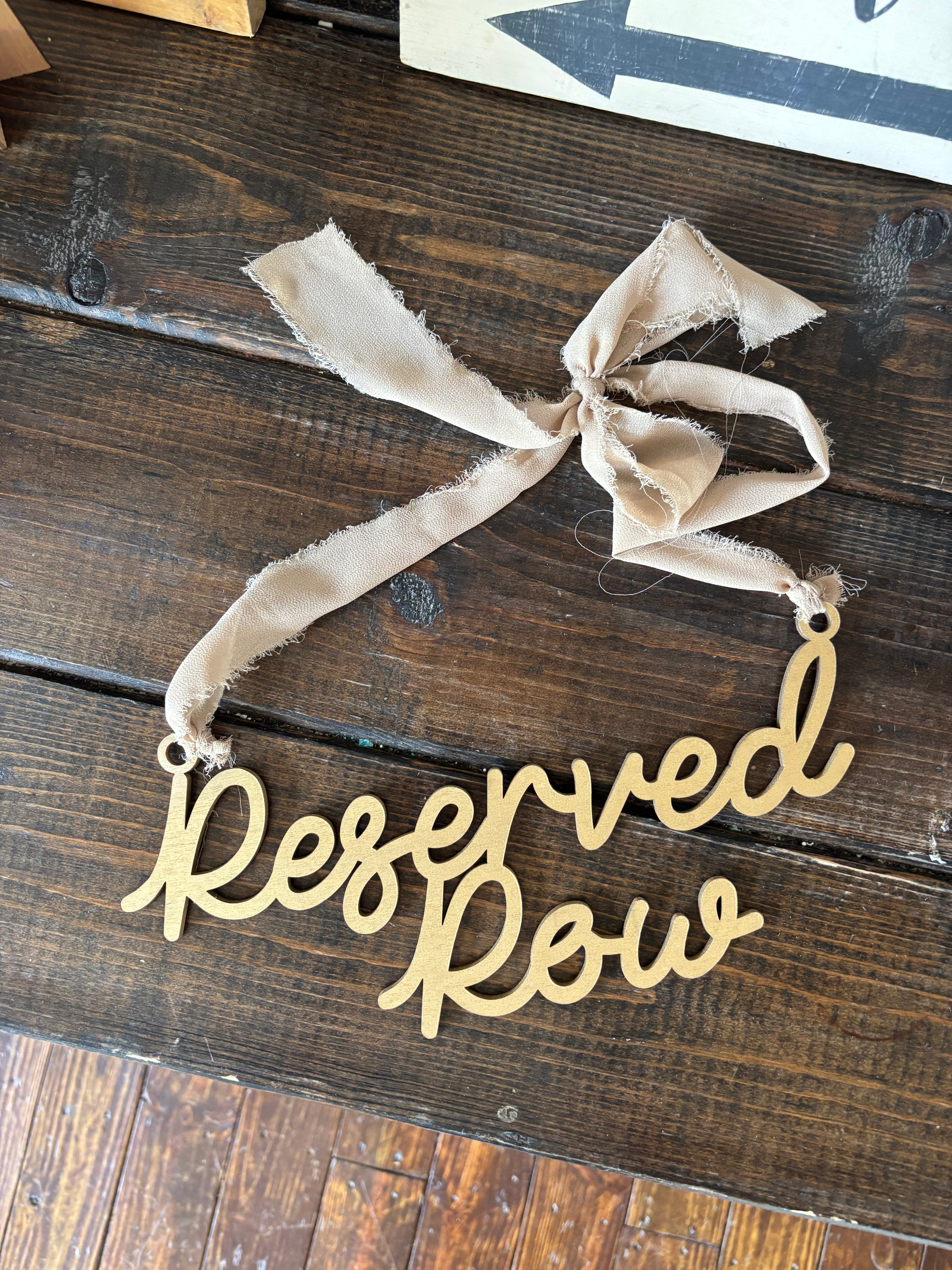Hanging Reserved Row Signs Gold
