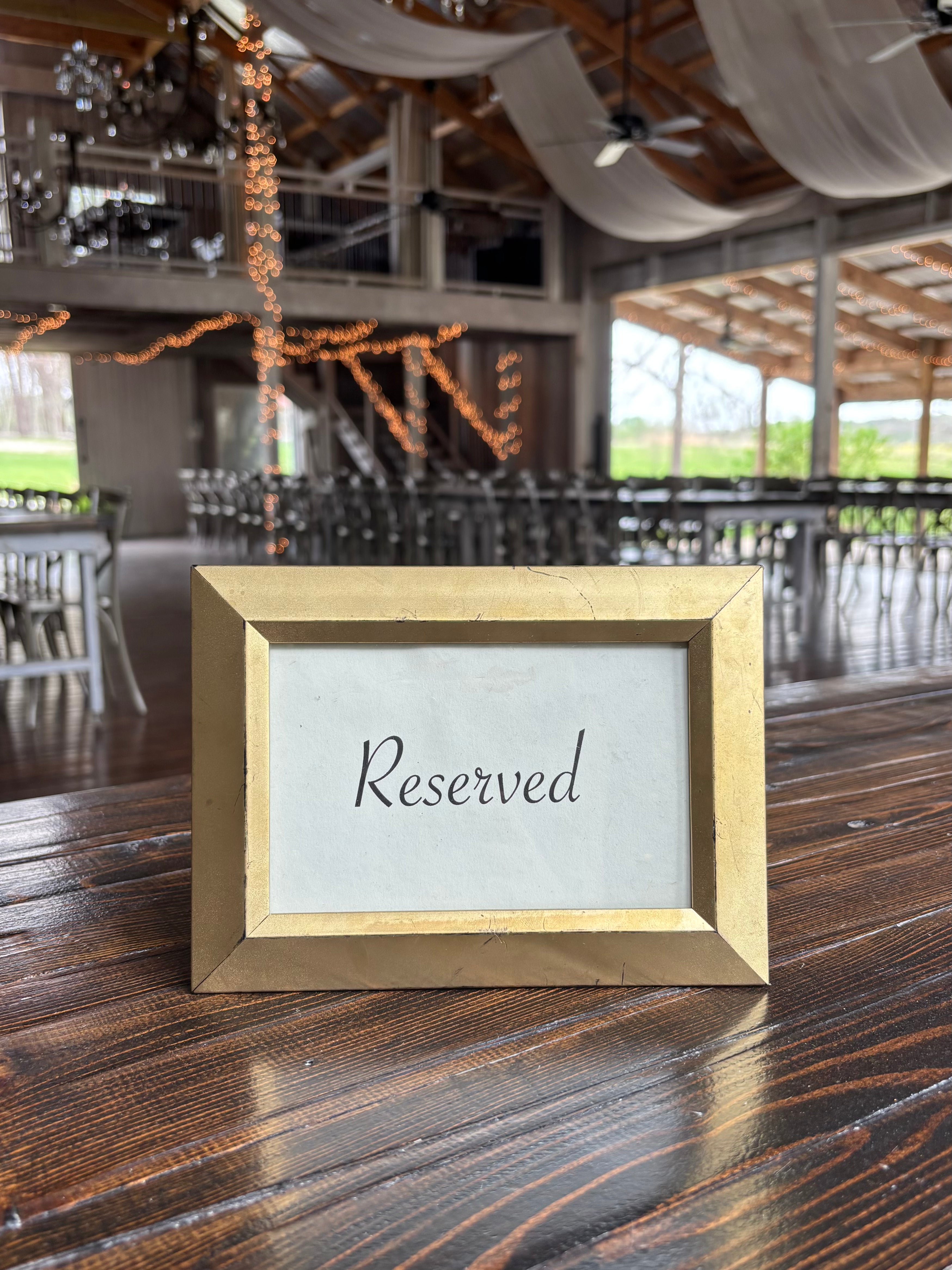 Gold Frame Reserved Sign
