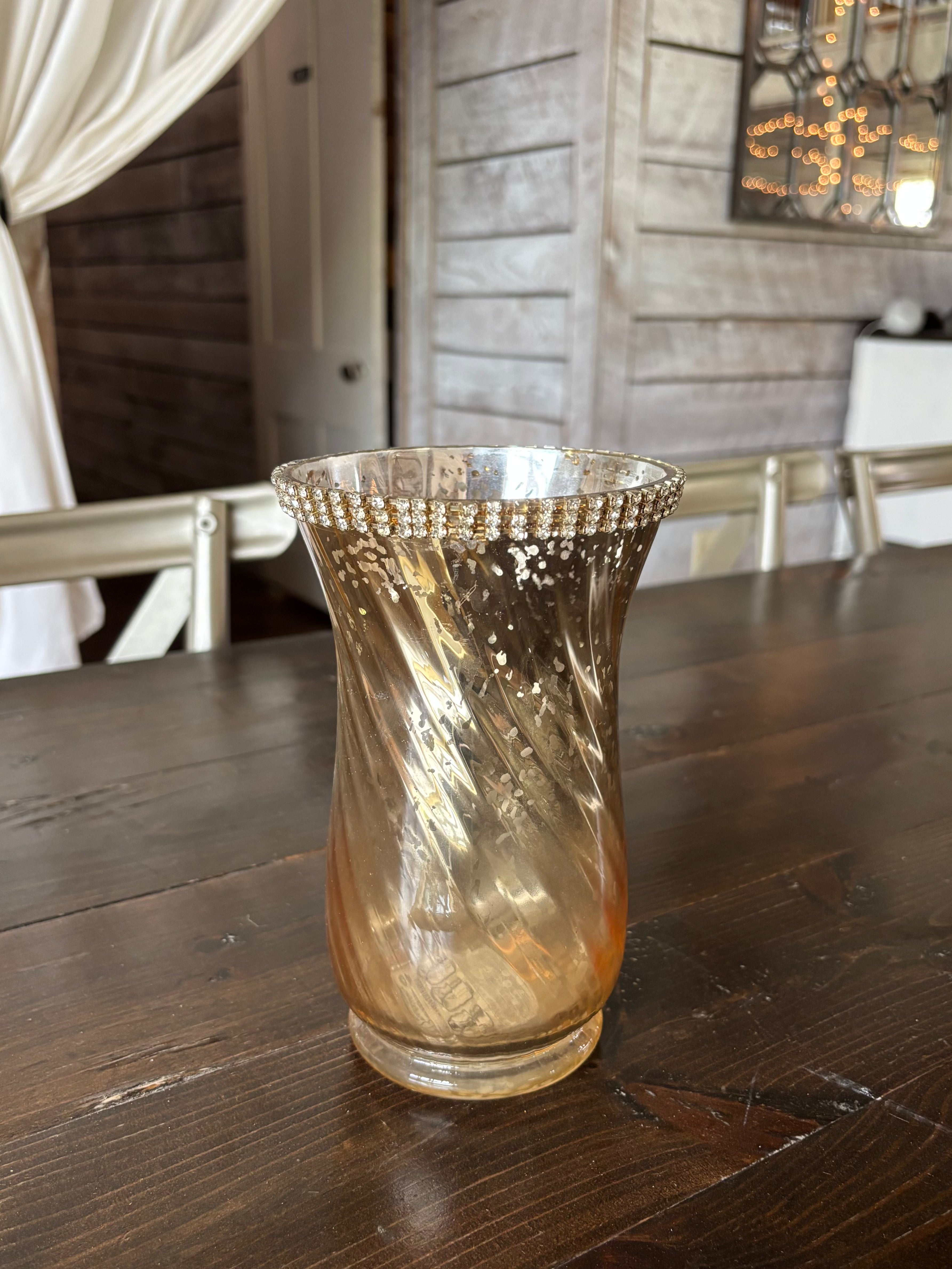 Gold Vase with Rhinestone Rim