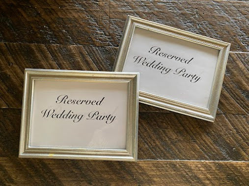 Silver Framed Reserved Wedding Party Sign